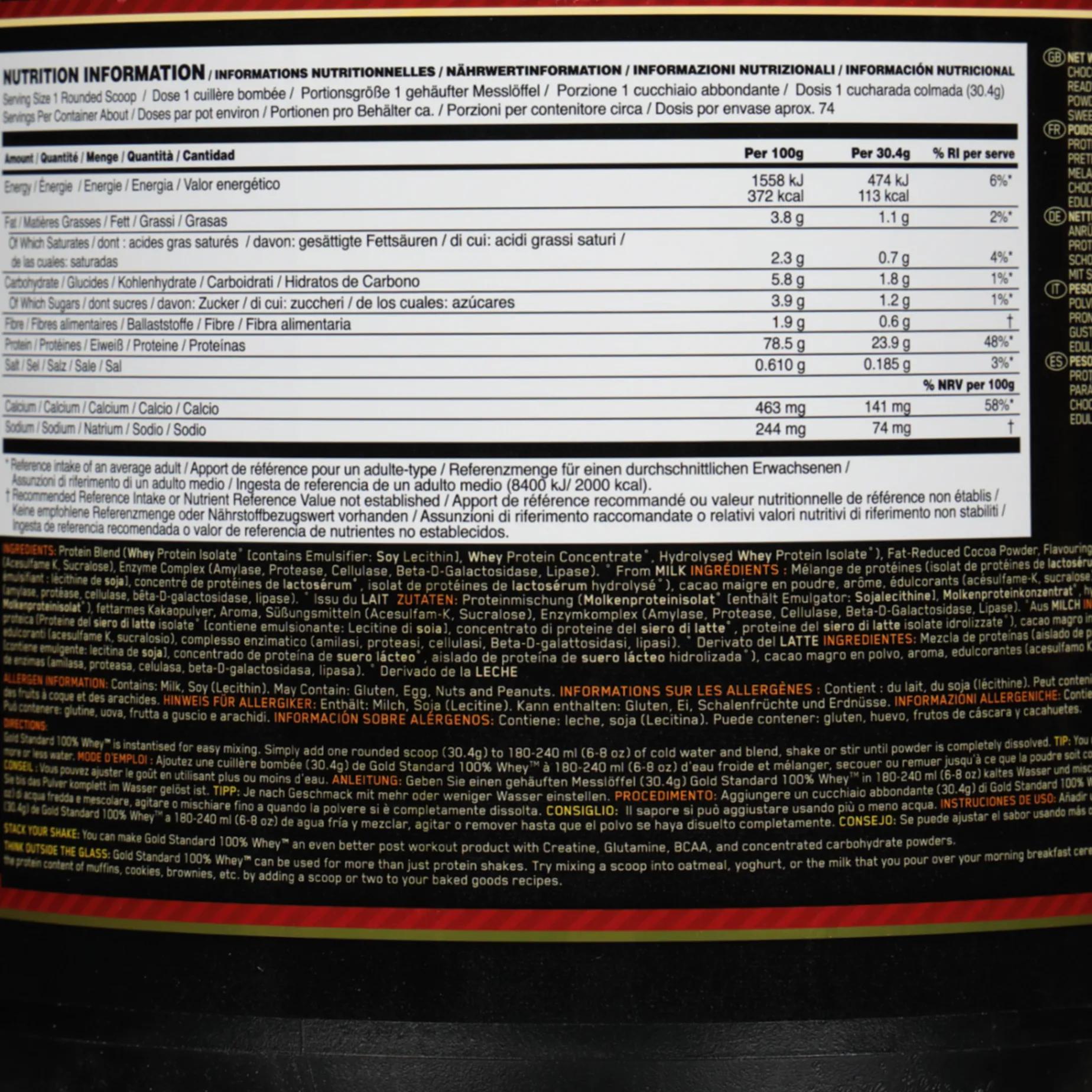 100 % Vassle Gold Standard 2270 G, Proteinpulver
