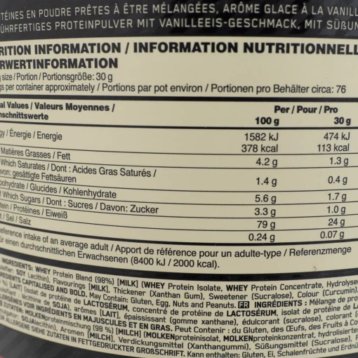 100 % Vassle Gold Standard 2270 G, Proteinpulver