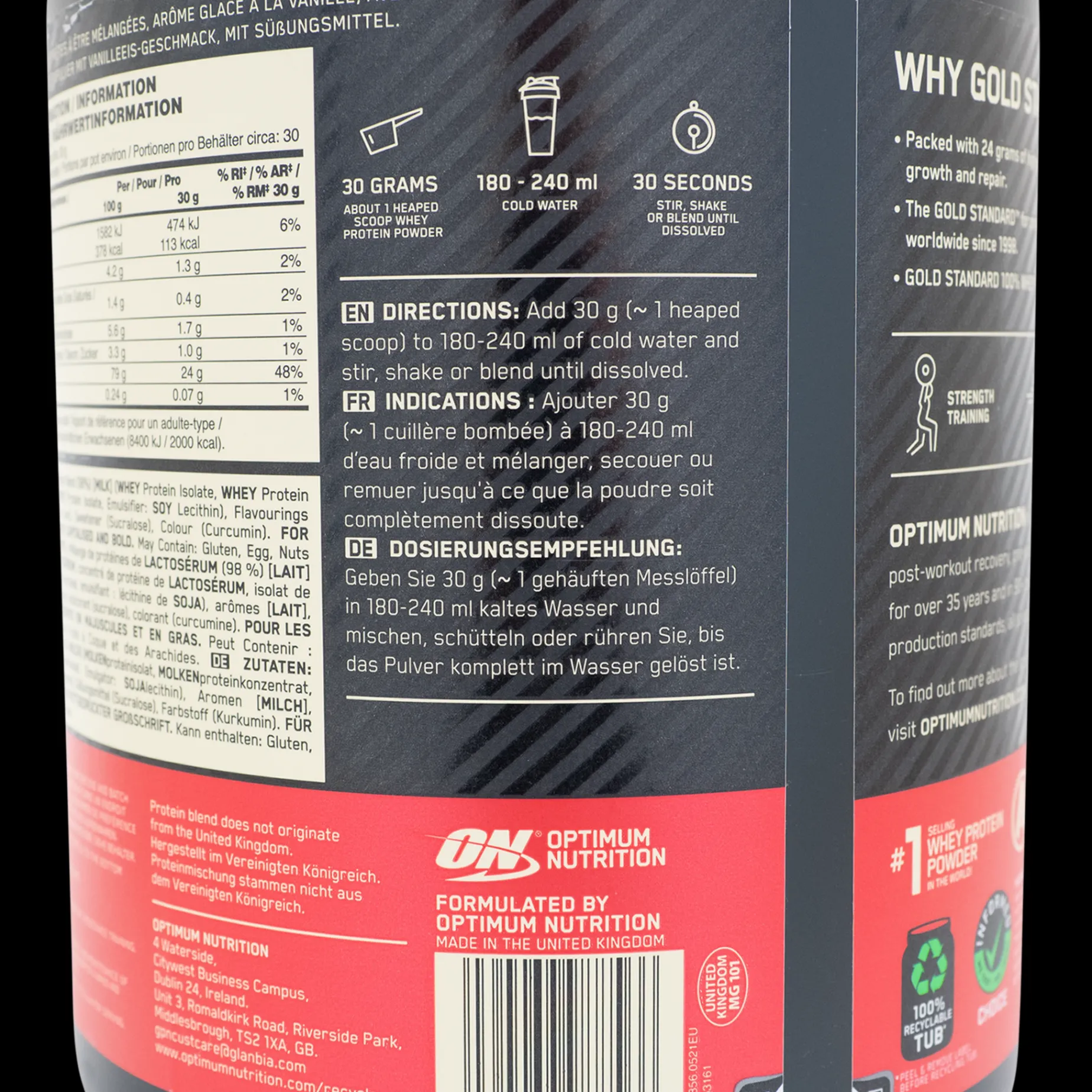 100 % Whey Gold Standard 908 G, Proteinpulver