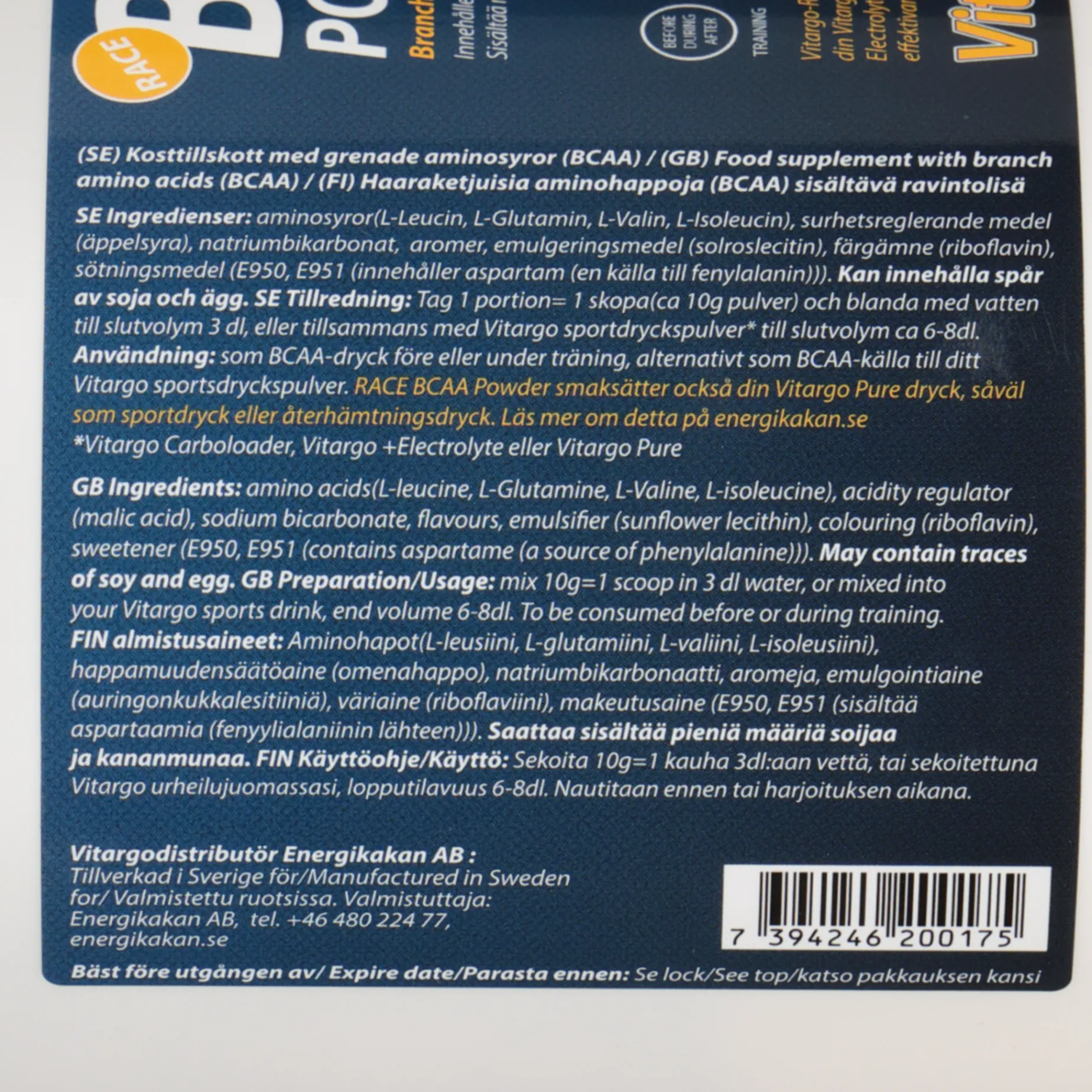 Bcaa Race 500G, Kosttillskott