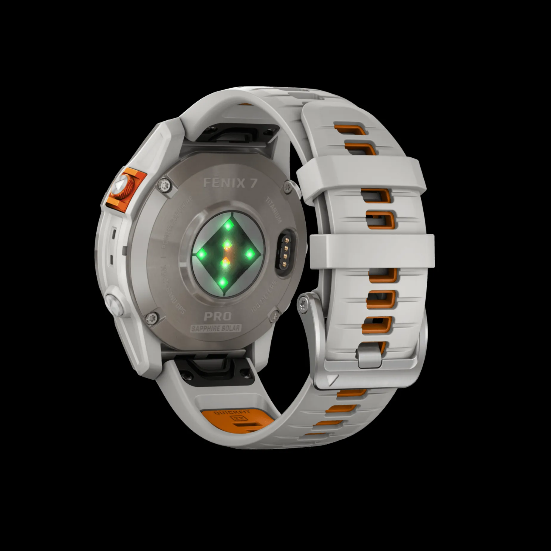Garmin Fenix 7 Pro Sapphire Solar Edition, Fog Gray, Orange, Gps Smartklocka, Unisex