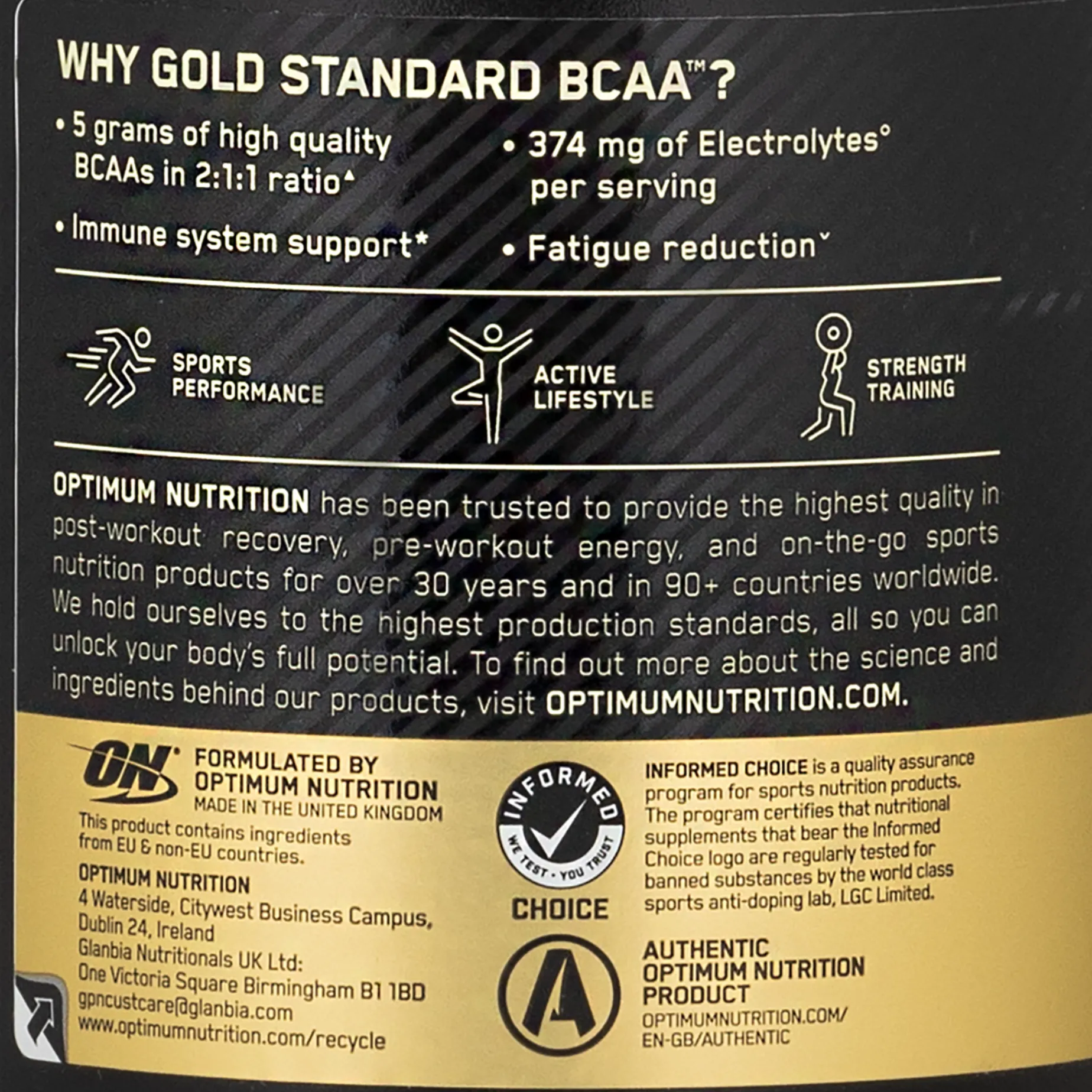 Gold Standard Bcaa Train & Sustain 266 G