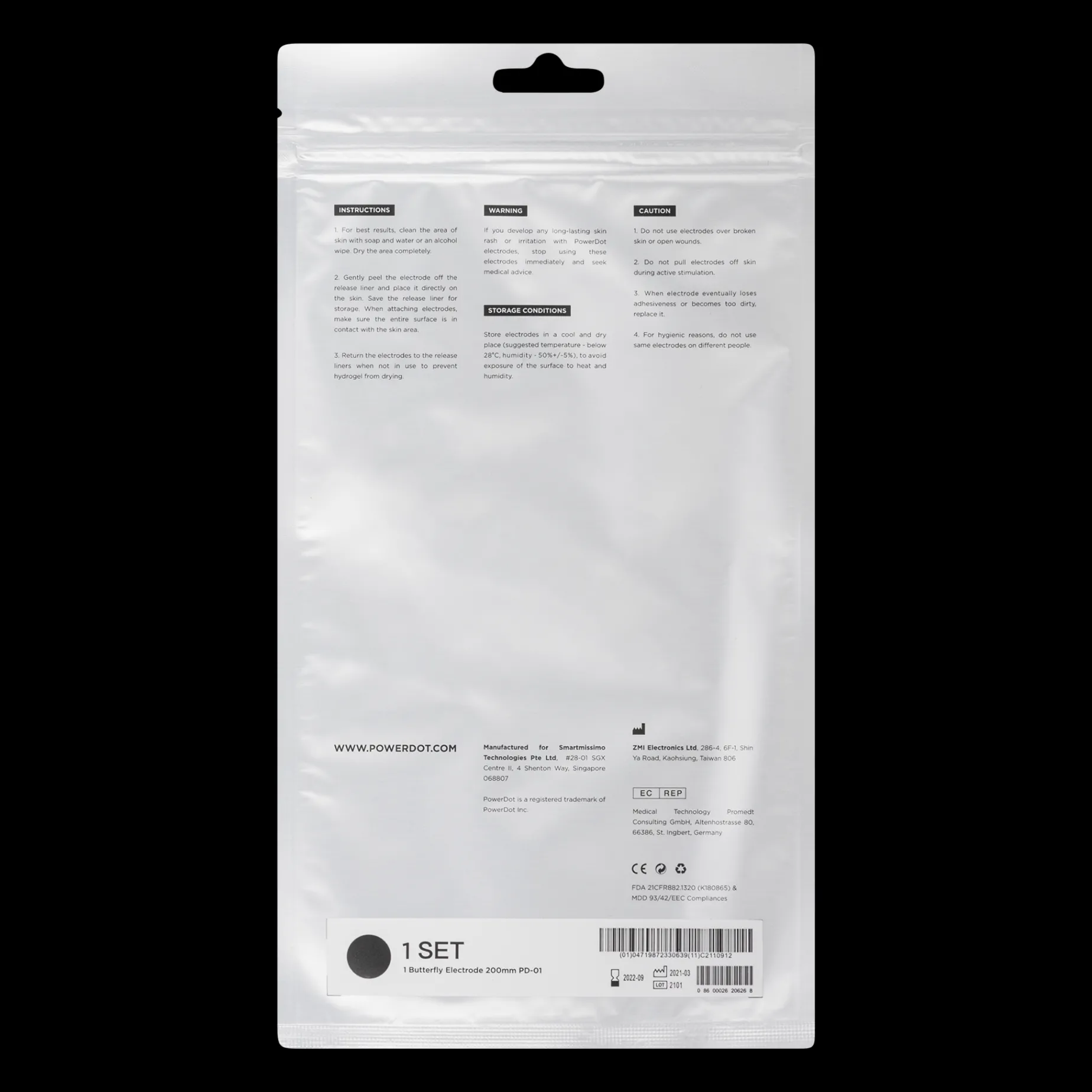 Pd Magnetic Pad Black Butterfly 2.0, Elektrod Rygg