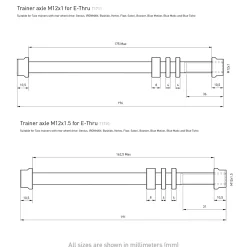 Tacx, E-Thru Axle Skewer 12 Mm X 1.75 Rear Wheel, Axel For Cykeltrainer