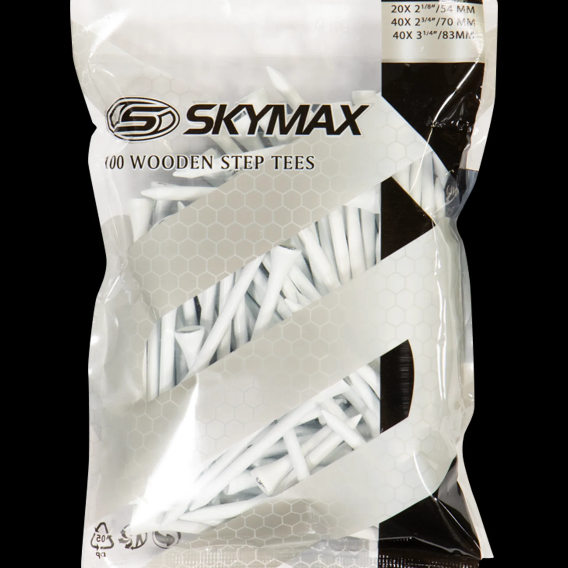 Wooden Tees 83/69/53 Mm (100 Pcs), Golfpeggar